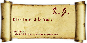 Kloiber János névjegykártya